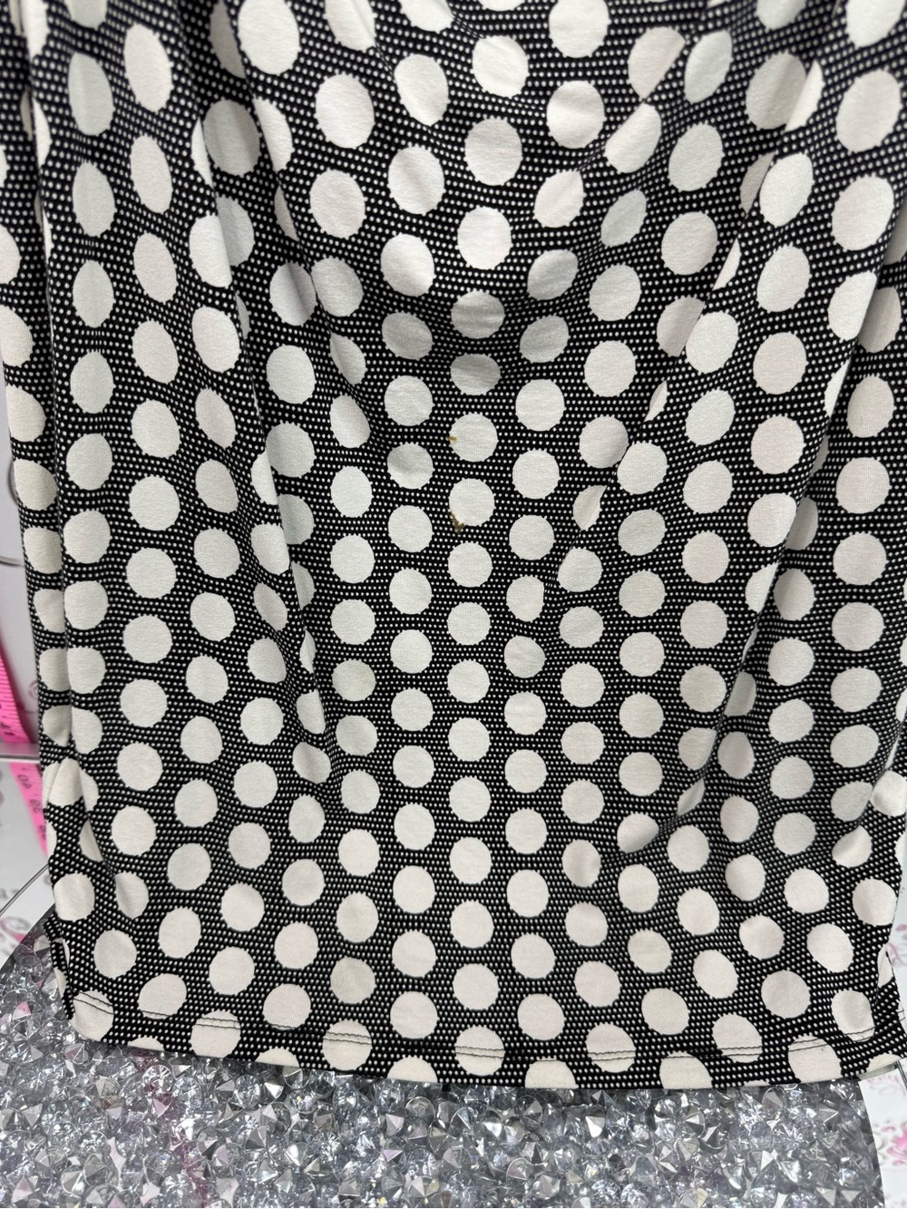Planet dress dotted Sleeveless Black and White Polka Dot Cowl Midi Dress - Picture 3 of 10